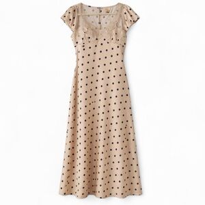 Viral Camila Coelho Butterfly Lace Cream Polka Dot Slip Dress S NWT